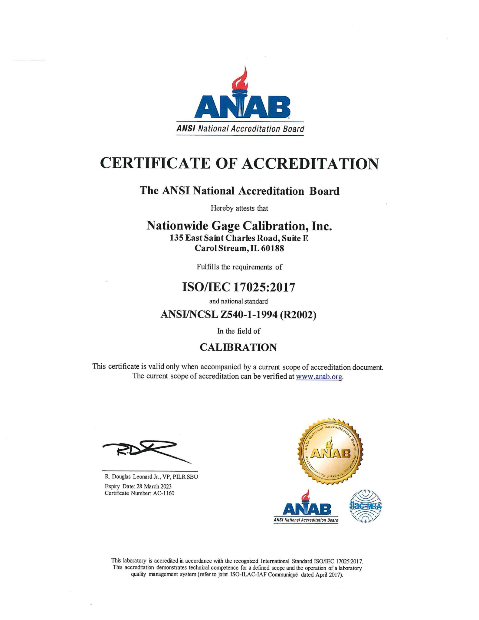 Accreditation | ANAB Certified Calibration Laboratory